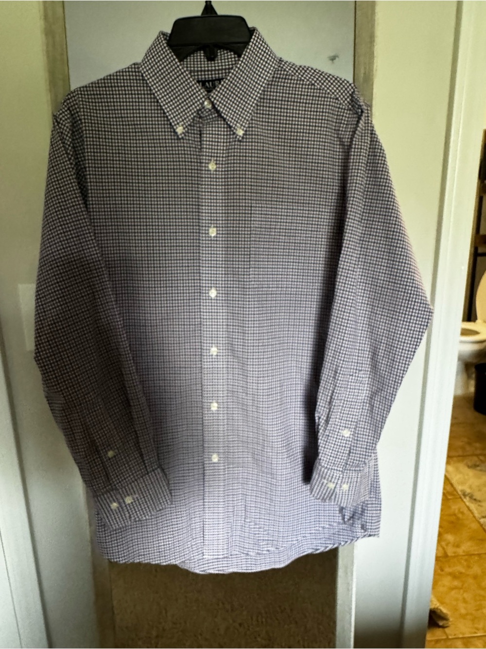 Ralph Lauren Men's Small Check Button-Down Shirt - Blue & White